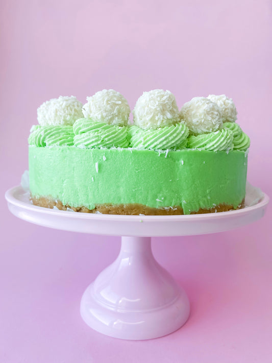 Pandan Cheesecake met Rafaello hou je wafel de pandan bakery